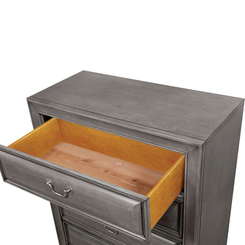 Transitional Wood Nightstand With Night Light, Gray-Benzara