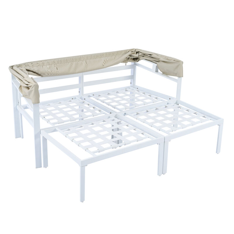 Merax Outdoor Patio Daybed with Retractable Canopy