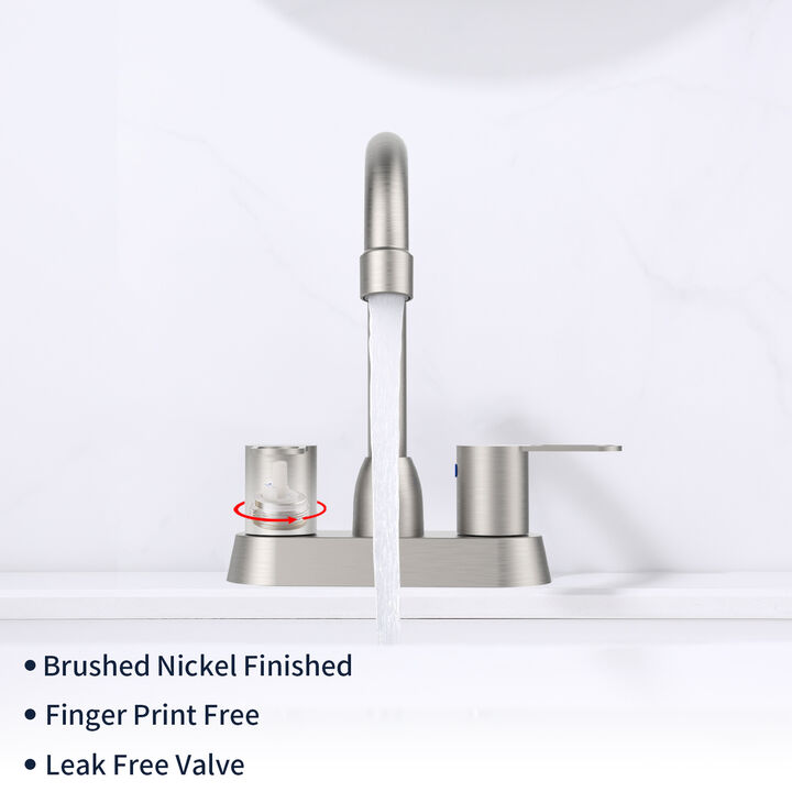 Brushed Nickel 2-Handle Bathroom Sink Faucet Centerset for 3-Hole Mount