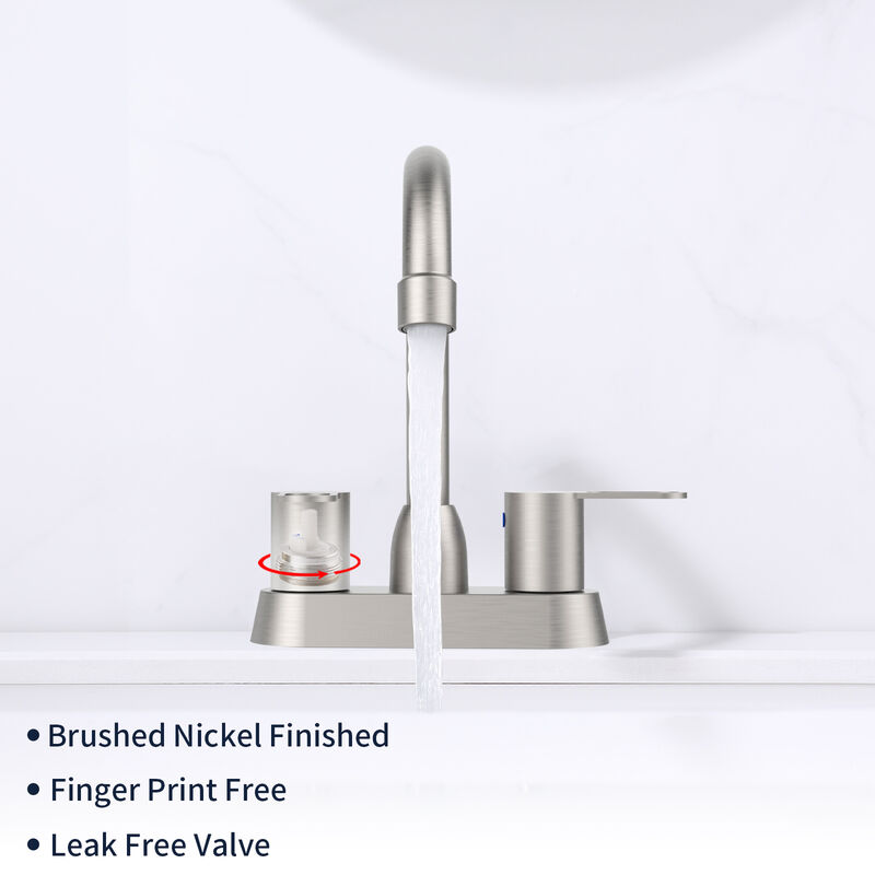 Brushed Nickel 2-Handle Bathroom Sink Faucet Centerset for 3-Hole Mount