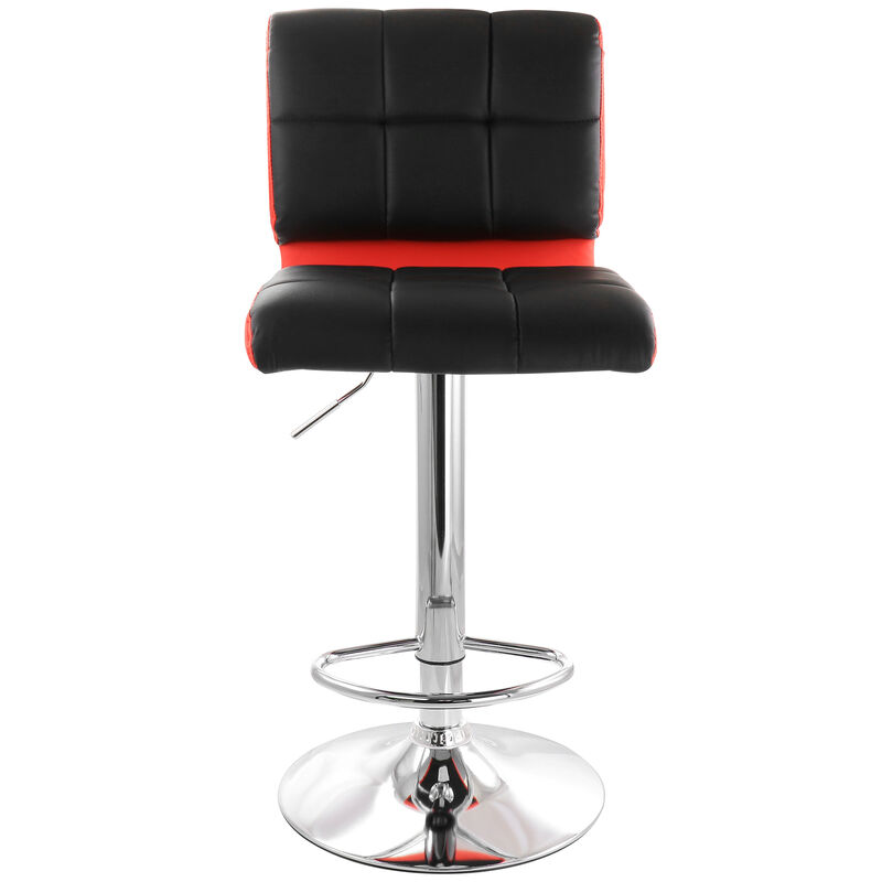 Elama 2 Piece Adjustable Faux Leather Two Toned Bar Stool in Black and Red