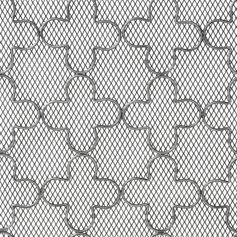 30x41 Fireplace Screen, Classic Clover Trellis Pattern, Black Iron -Benzara