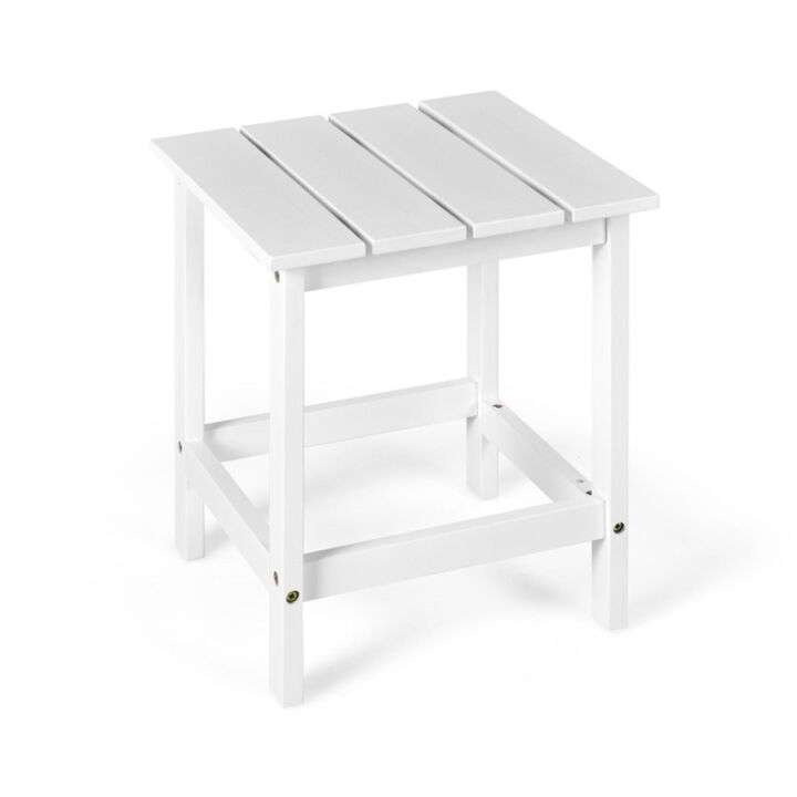 Hivvago 15 Inch Patio Square Wooden Slat End Side Coffee Table for Garden
