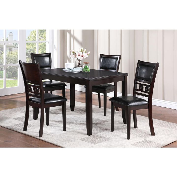 New Classic Furniture Gia 5-Piece 48 Wood Rectangular Dining Set with 4 Chairs in Ebony