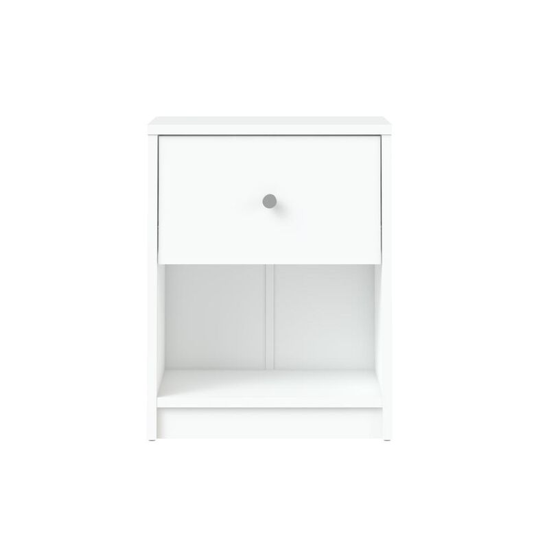 Furnifact White 1 Drawer Nightstand - Modern Gray Nightstand With Hidden Compartment