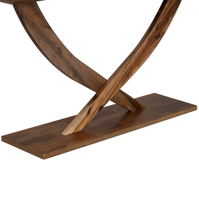 Merax Modern Rustic Console Table with Cross-Leg Design