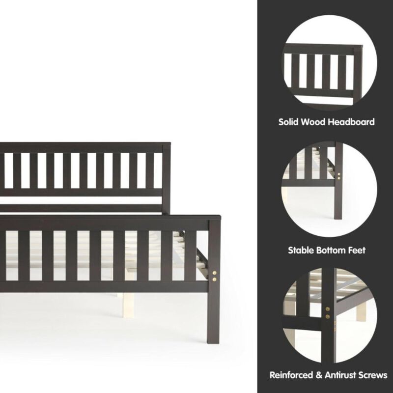 Hivvago Twin/Full/Queen Size Wood Platform Bed with Headboard