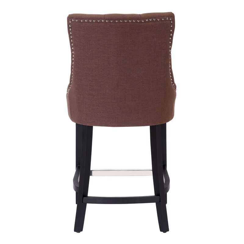 WestinTrends 24" Linen Fabric Tufted Upholstered Counter Stool