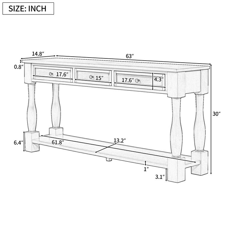 Merax Long Console Table with 3 Drawers