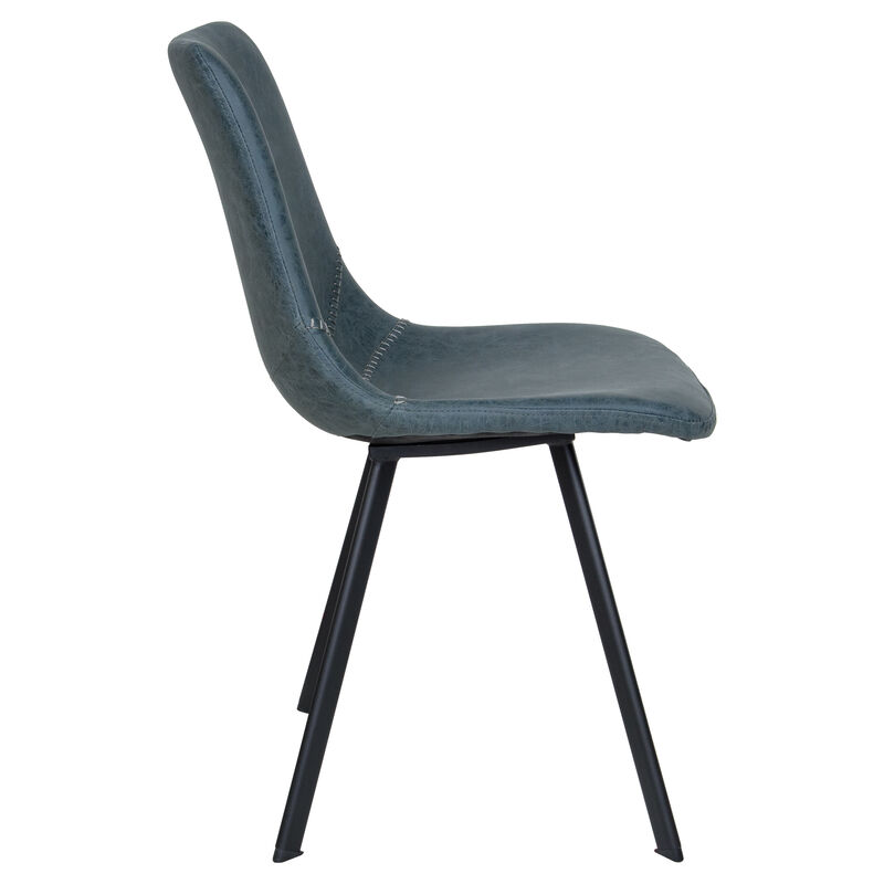 LeisureMod Markley Leather Dining Chair With Metal Legs in Olive Green