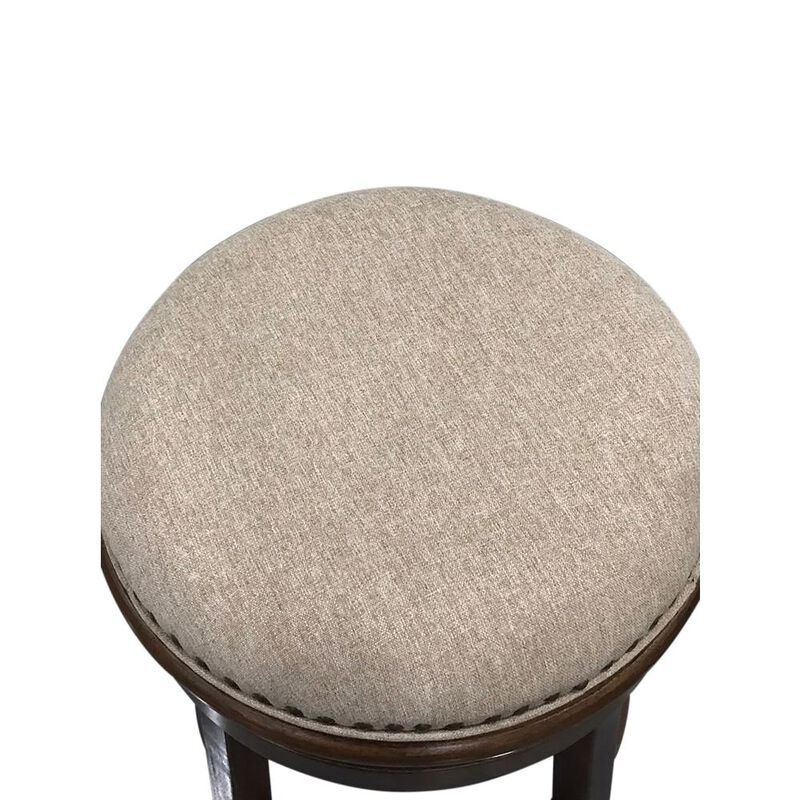 Carolina Living Bennet Upholstered Swivel Barstool - Set of 2 - Walnut - Beige Upholstery