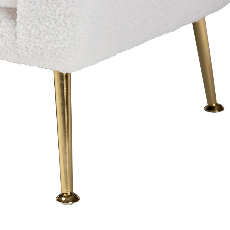 Baxton Studio Fantasia Modern White Upholstered and Gold Metal Armchair