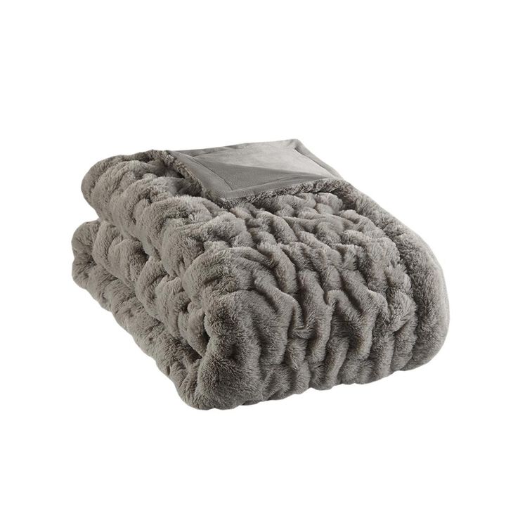 Belen Kox Luxe Ruched Fur Knitted Throw, Belen Kox