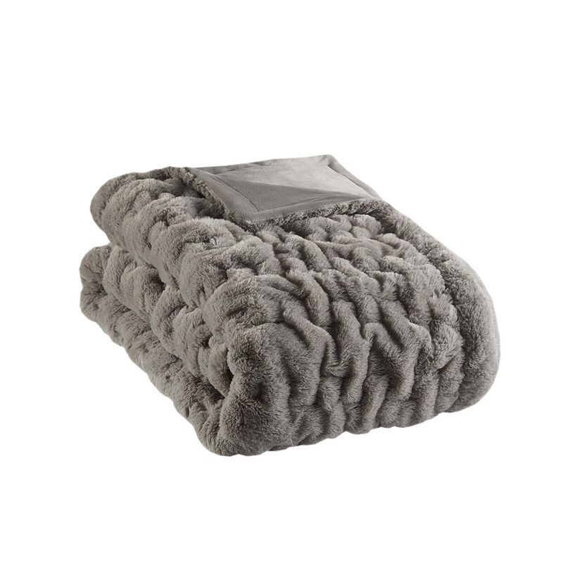Belen Kox Luxe Ruched Fur Knitted Throw, Belen Kox