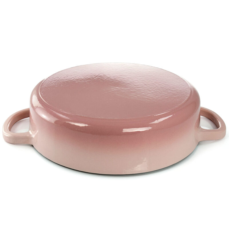 Crock Pot Artisan 5 Quart Round Enameled Cast Iron Braiser Pan with Self Basting Lid in Blush Pink