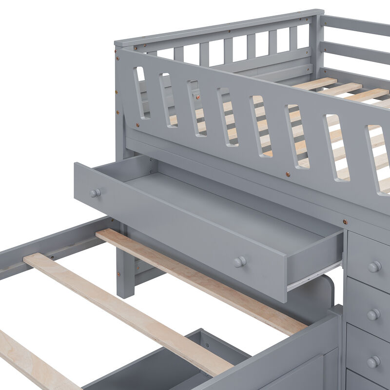 Merax L-shaped Loft Bed  with Platform Bed