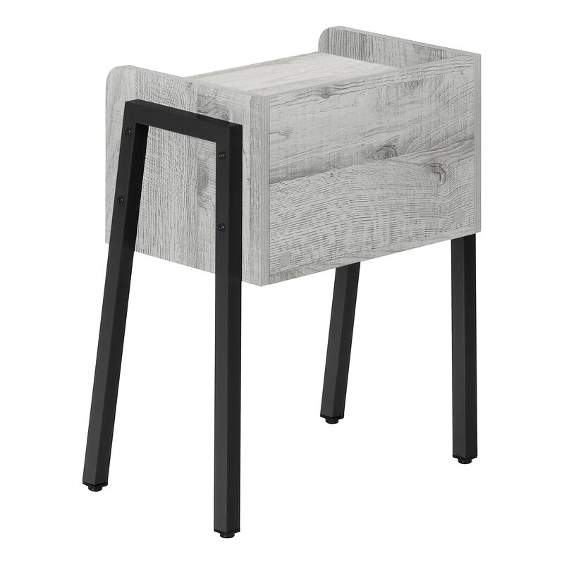 Monarch Specialties I 3591 Accent Table, Side, End, Nightstand, Lamp, Living Room, Bedroom, Metal, Laminate, Grey, Black, Contemporary, Modern