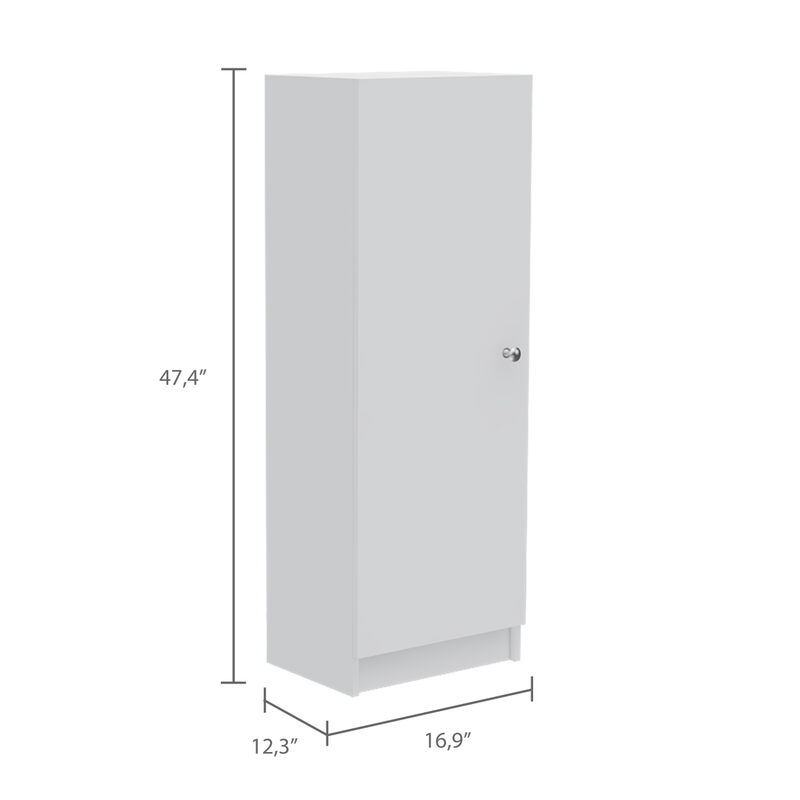 Belleria Single Door Pantry With Four Interior Shelves - White