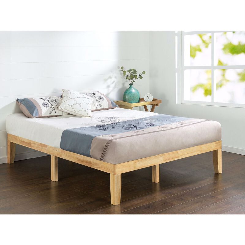 Hivvago Solid Wood Platform Bed Frame in Natural Finish