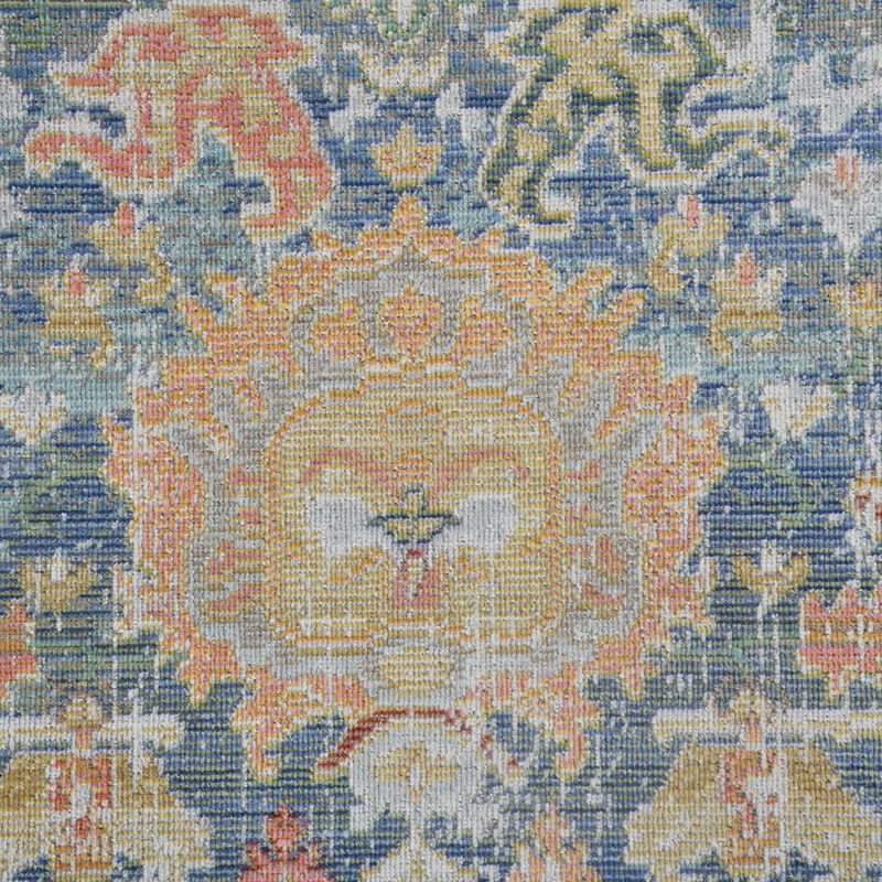 Century Reuda Vintage Blue Polyester Runner Rug