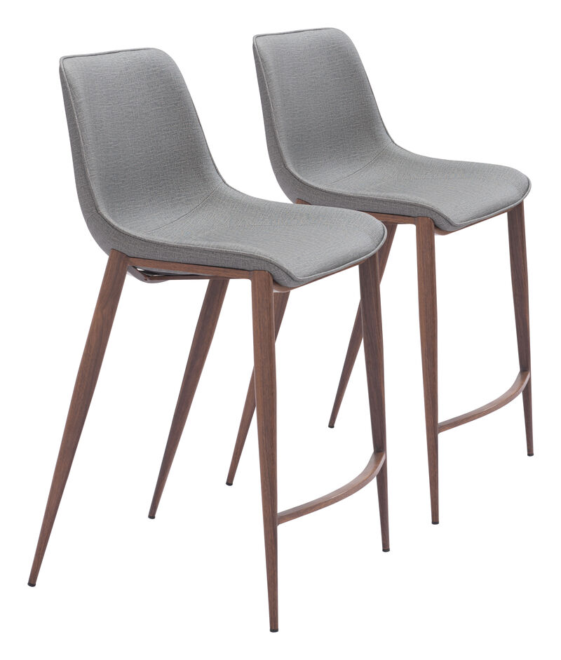 Magnus Counter Stool (Set of 2) Slate Gray & Walnut