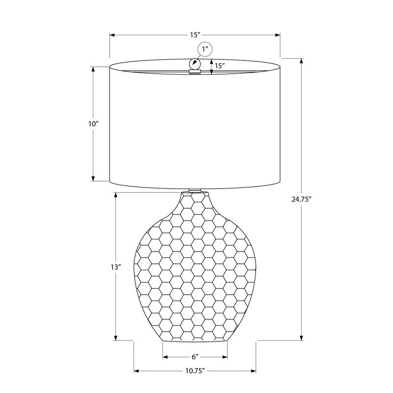 Monarch Specialties I 9606 - Lighting, 25"H, Table Lamp, Black Shade, Brown Resin, Contemporary