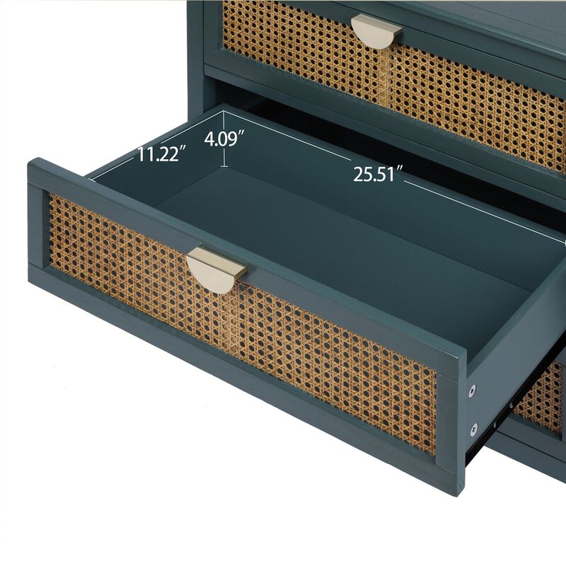 MONDAWE Natural Rattan 3 Drawer Cabinet ,American  Style Furniture Suitable for Bedroom, Living room, Study
