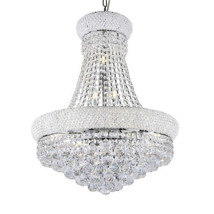 Crystal Ceiling Lamp with Chandelier Design Body, Clear-Benzara