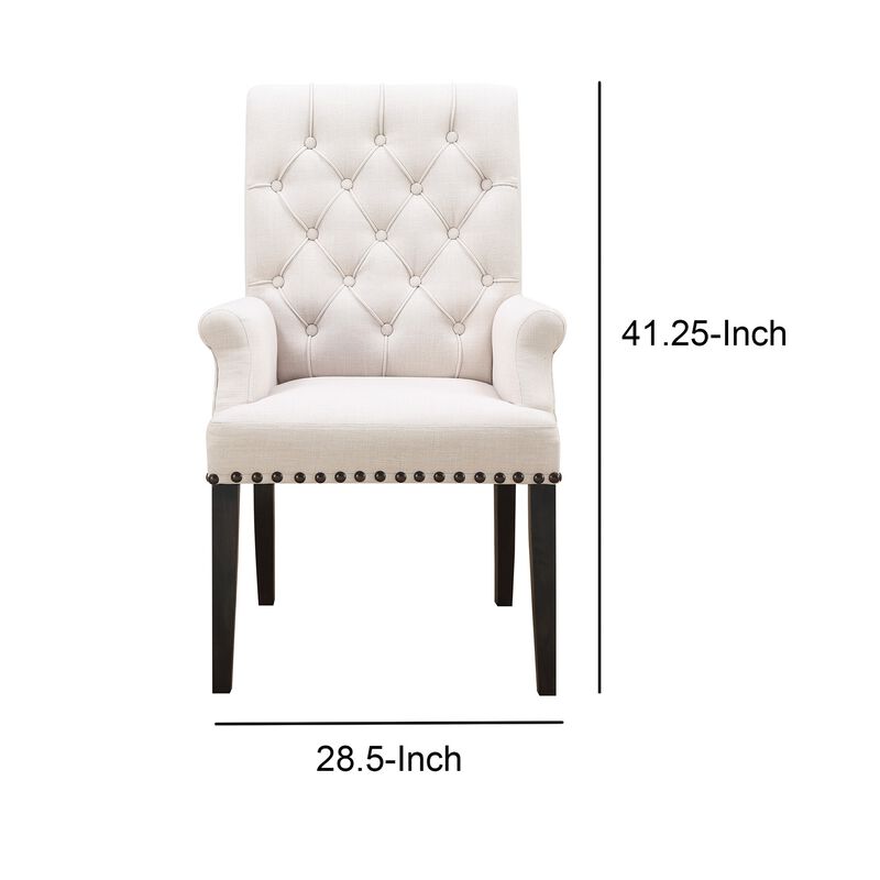 William Parson Side Dining Chair, Beige & Smokey Black-Benzara