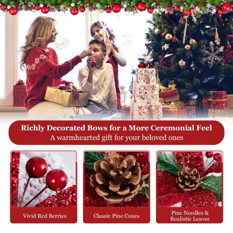 Hivvago Set of 3 Christmas Lighted Gift Boxes Decorations with Red Bowknots