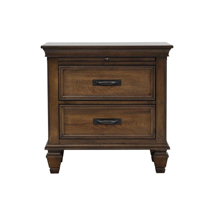 Coaster Co. of America Franco 2-drawer Nightstand with Pull Out Tray Burnished Oak