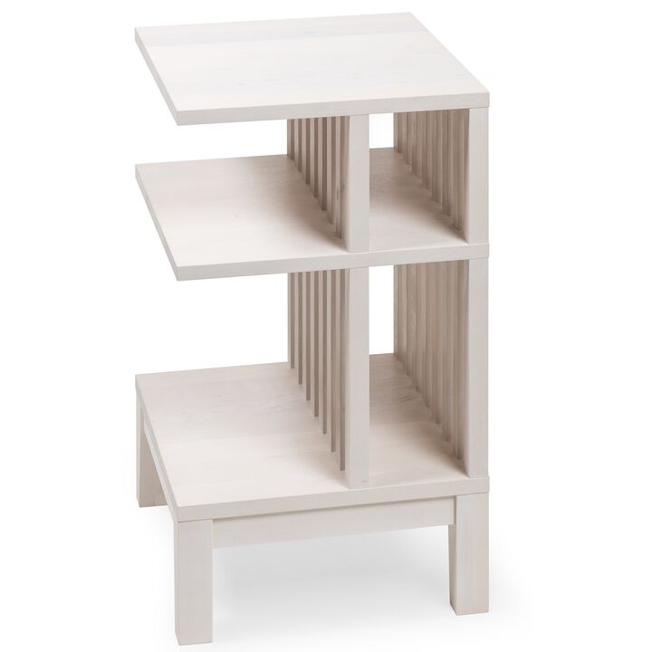 Whitewash Hardwood Stand with Three Shelves - High-end Modern Farmhouse Side Table
