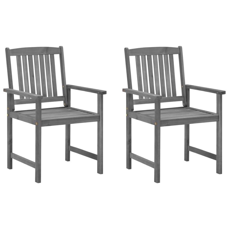vidaXL Director's Chairs with Cushions 2 pcs Gray Solid Acacia Wood