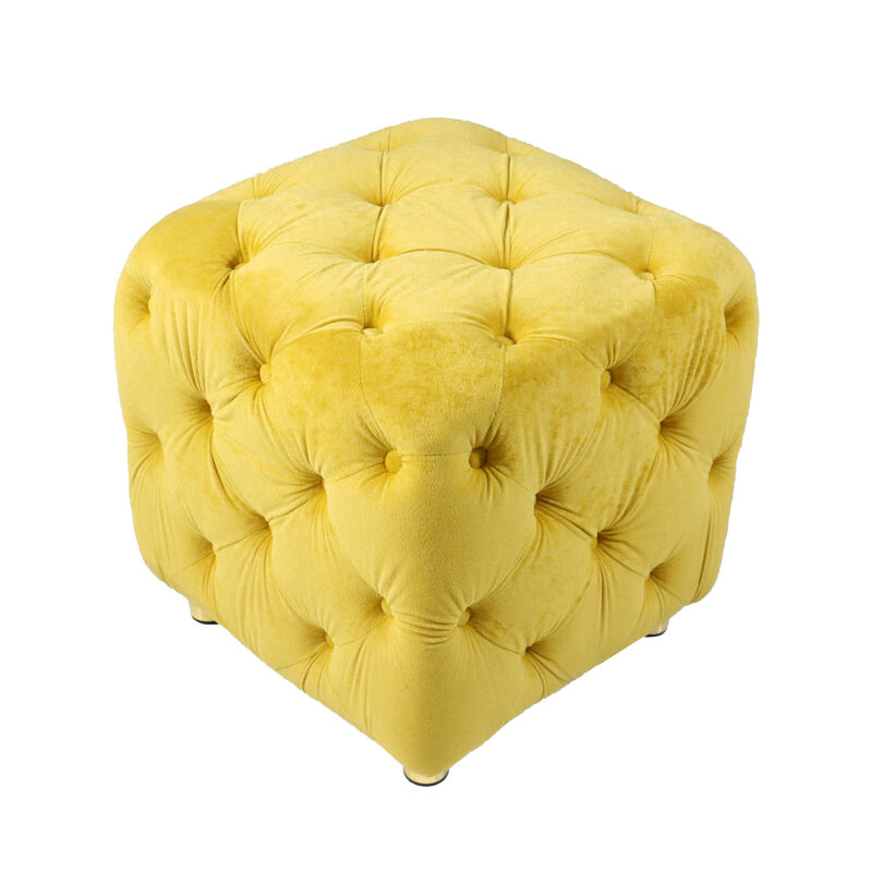 Modern Yellow Upholstered Ottoman with End Table & Footstool