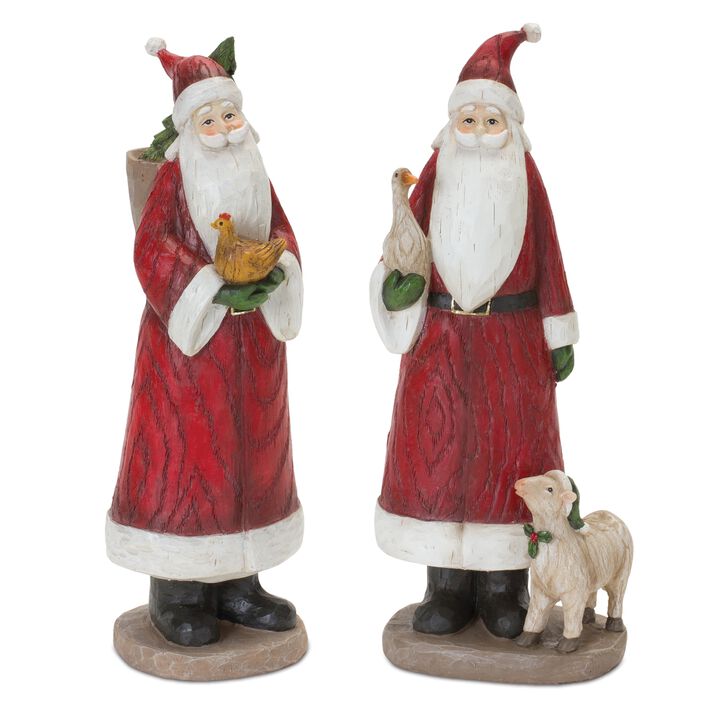 Santa with Animals for Festive Holiday Decor and Christmas Display (Set of 2)