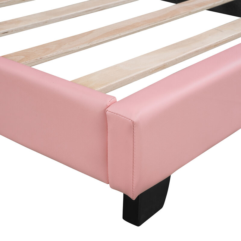 Merax Rabbit Upholstered Leather Platform Bed