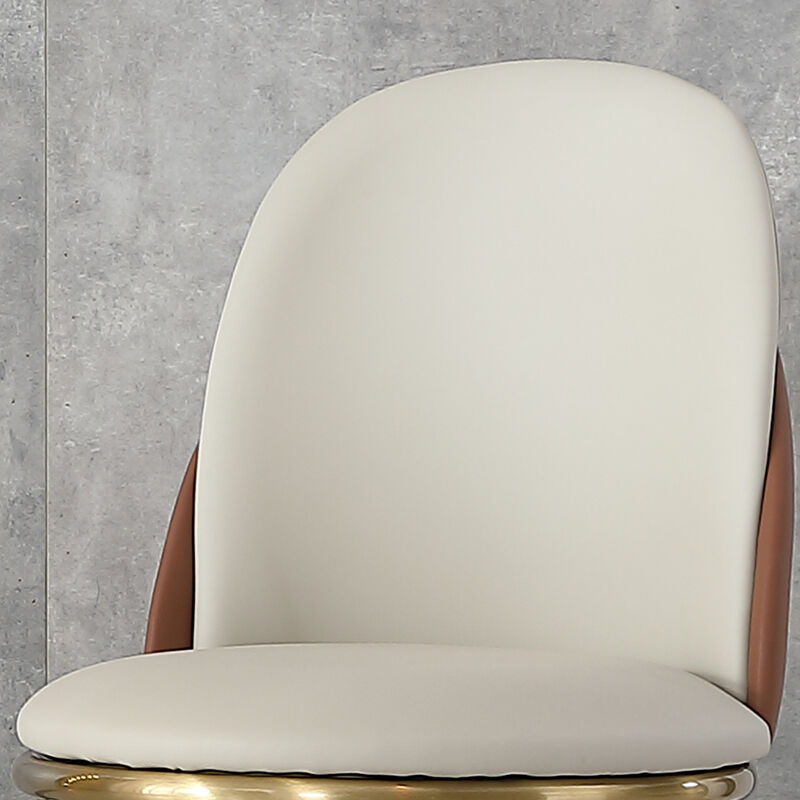 Contemporary Dining Chairs with Gold Legs and PU Leather Upholstery Set of 2