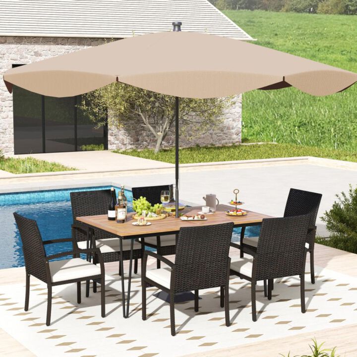 Hivvago 7 Pieces Patio Dining Set with Acacia Wood Dining Table for Porch Backyard Garden Poolside