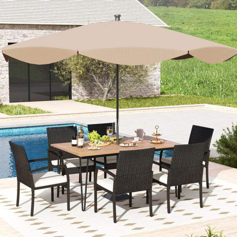 Hivvago 7 Pieces Patio Dining Set with Acacia Wood Dining Table for Porch Backyard Garden Poolside