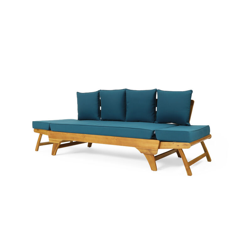 Merax Acacia Wood Patio Convertible Couch Sofa Bed