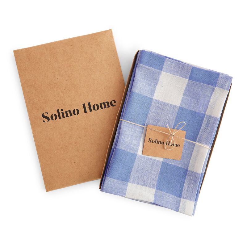 Solino Home 100% Pure Linen Buffalo Check Dinner Napkins 20 x 20 Inch Set of 4
