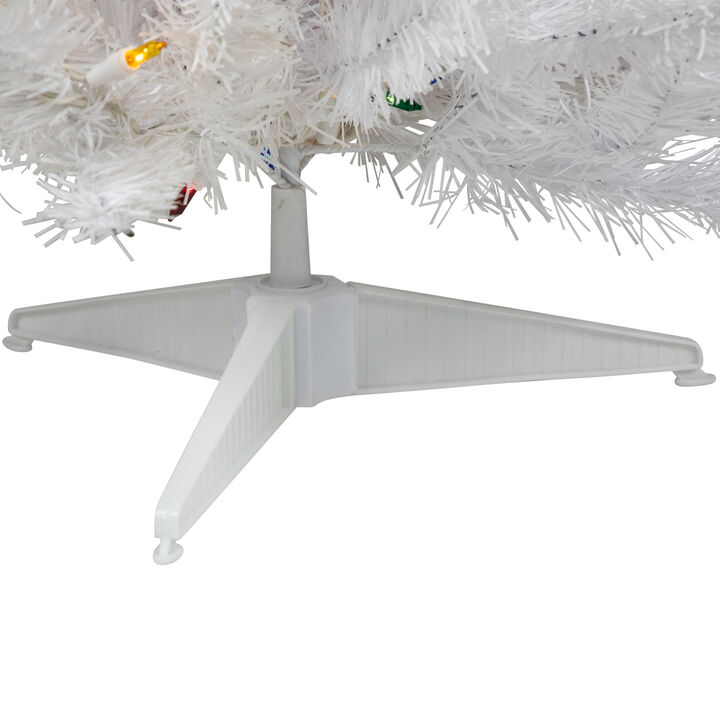 3' Pre-Lit Snow White Artificial Christmas Tree  Multi Lights