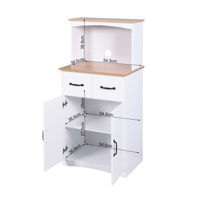 Wooden Kitchen Cabinet White Pantry Storage Microwave Cabinet With Storage Drawer
