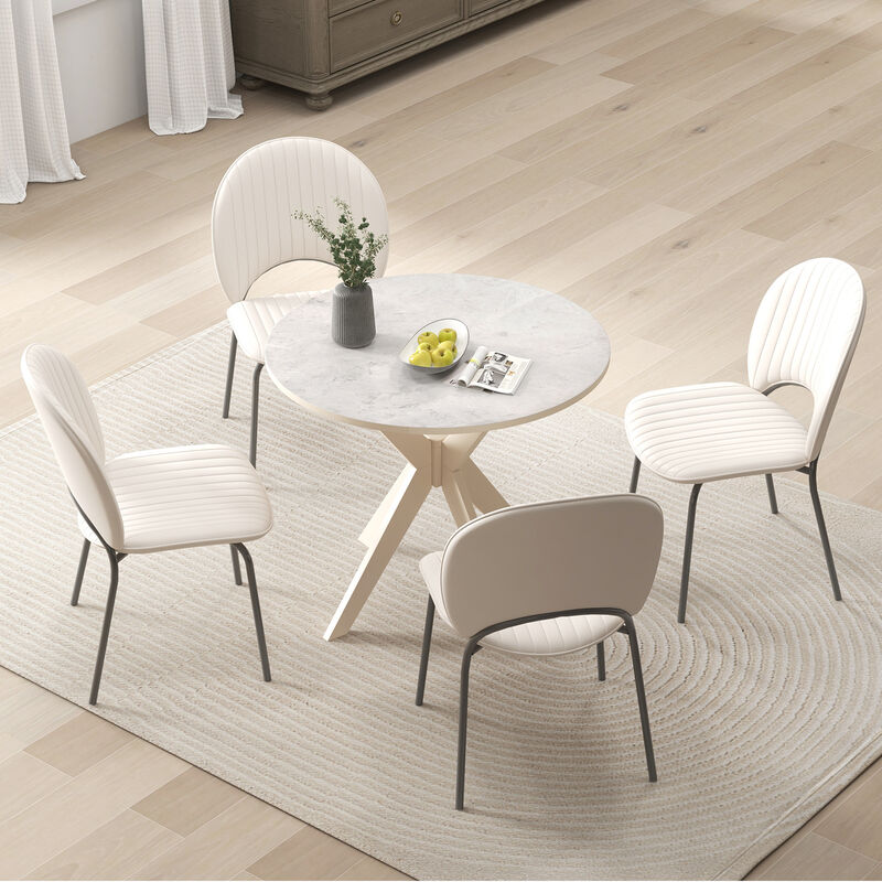 Modern Kitchen Table with Sleek Faux Marble Top – Stylish Dining Table for Small & Large Spaces
