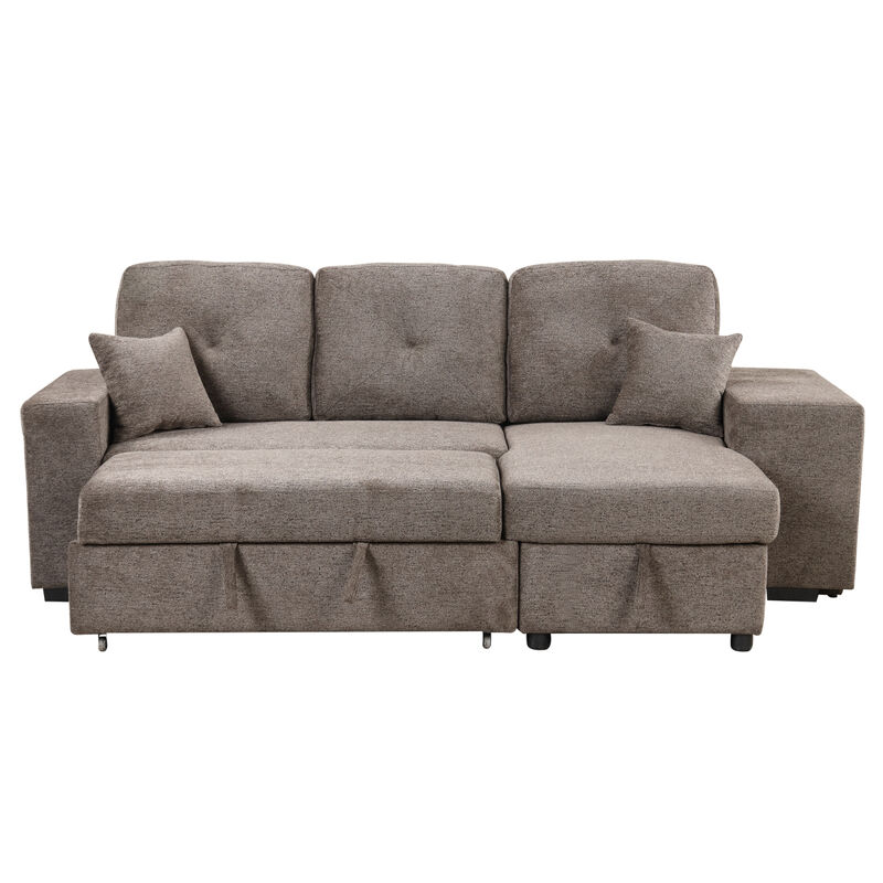Knox Charcoal Sectional Sofa Bed with Storage Chaise