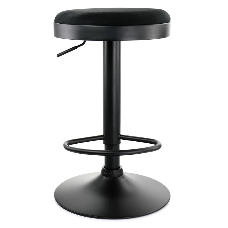 Elama 2 Piece Backless Adjustable Fabric Bar Stool in Black with Black Base