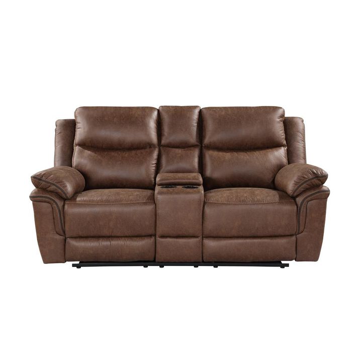 New Classic Furniture Ryland Console Loveseat W/ Dual Recliners--Brown