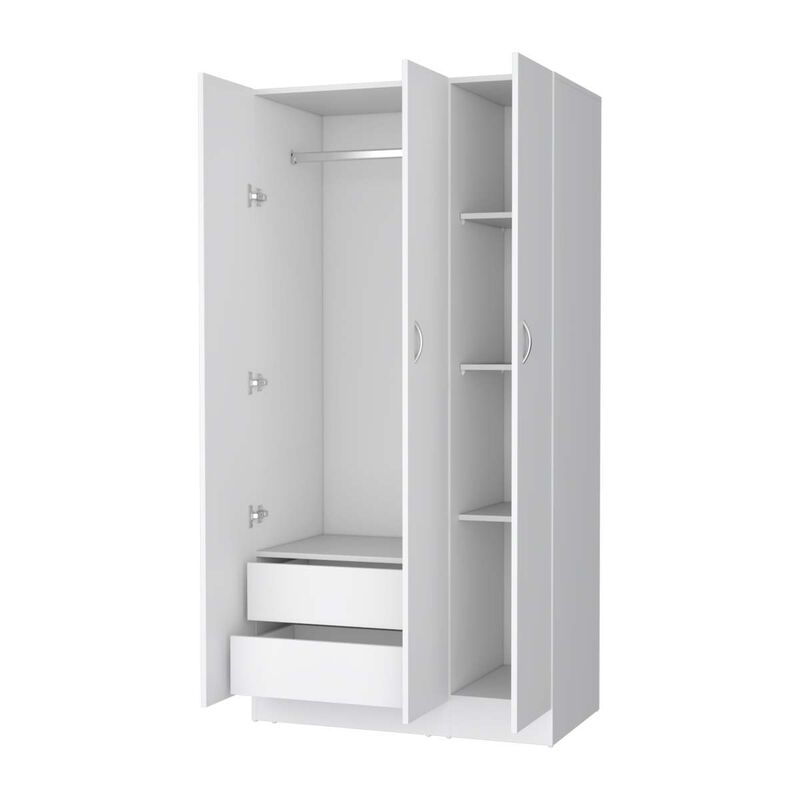 Augusta 3-Door Wardrobe With Hanging Rod White
