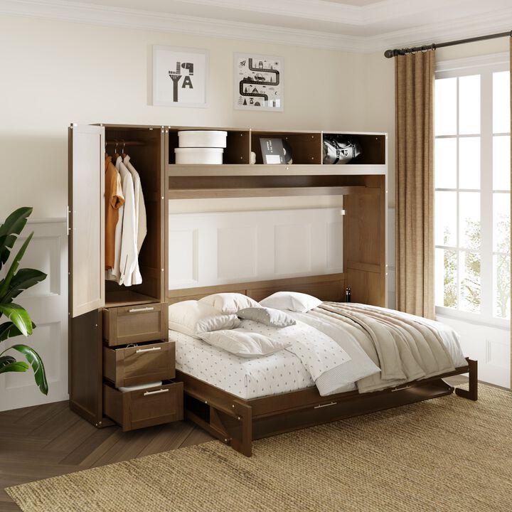 Merax Murphy Bed with Wardrobe and Drawers