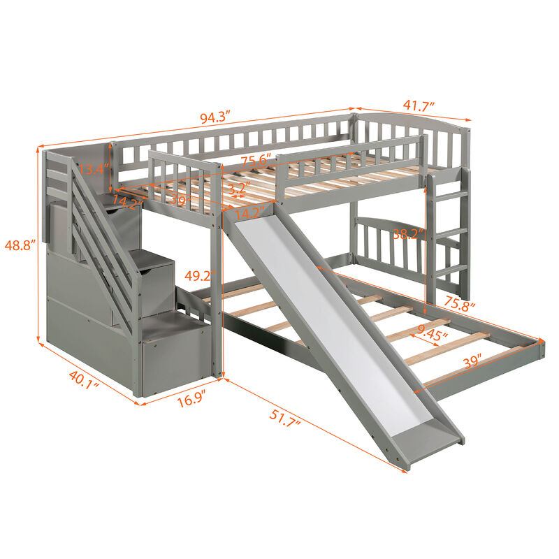 Merax Bunk Bed with Two Drawers and Slide